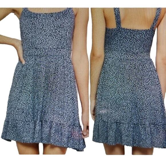 NWT Nine Britton Wide Strap Leopard Print Allie Tank Dress Blue Womens Size M - Picture 1 of 5